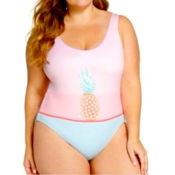 The Bikini Lab Pineapple Pop Art One Piece Swimsuit Plus Size 2X NWOT - Picture 1 of 13